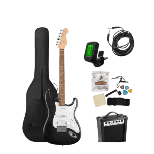 Guitarra Eléctrica Tipo Stratocaster con Kit de Accesorios Completos (Negra)