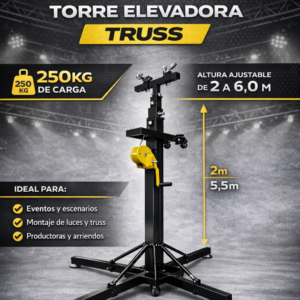 Torre Elevadora 260KG 6MT Truss Bull + Adaptador Truss