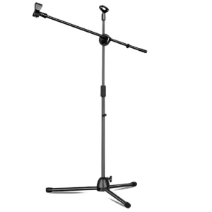 Atril de Micrófono Profesional Ajustable con Pedestal Negro